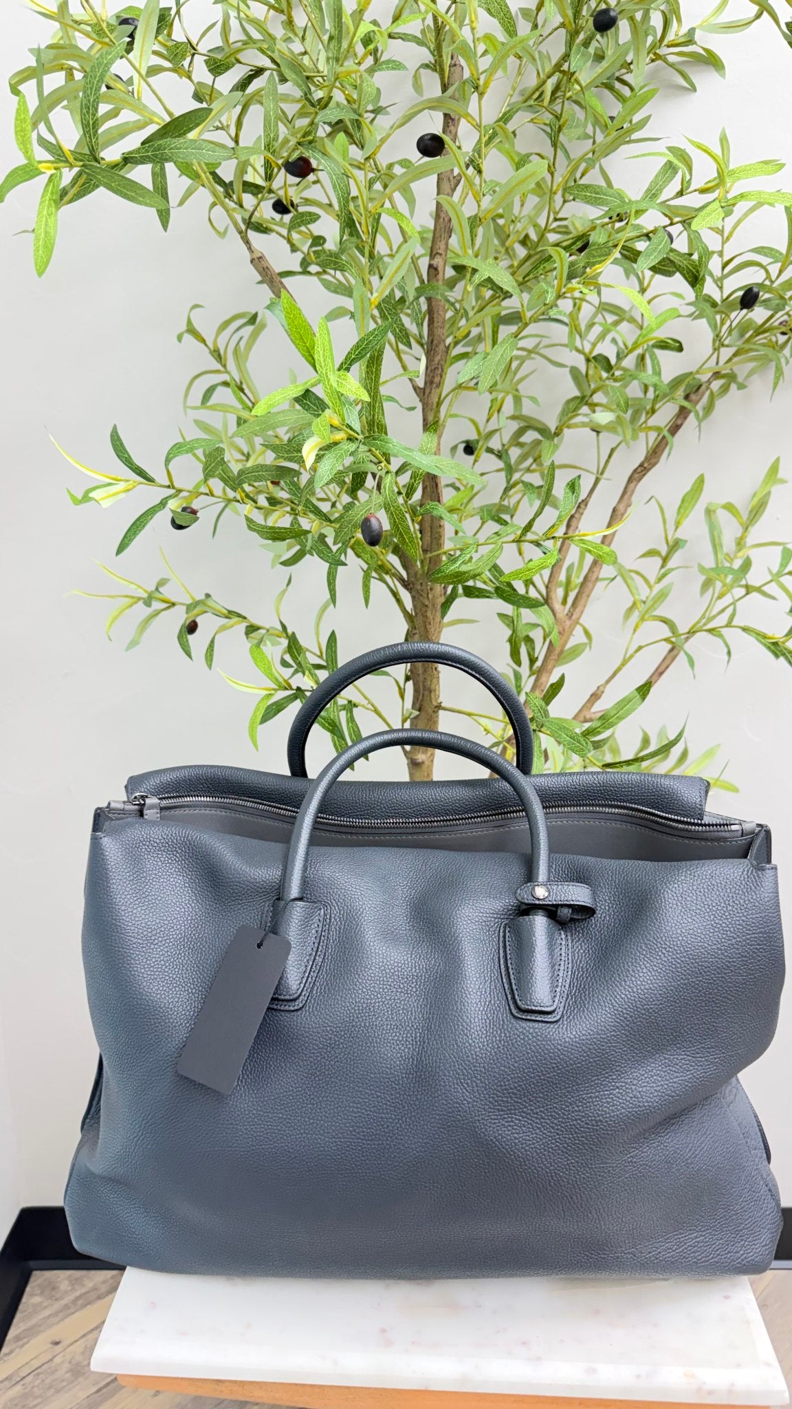 LIKE NEW - MCM Phantom Grey Grained Leather Milla Maxim Tote Bag 