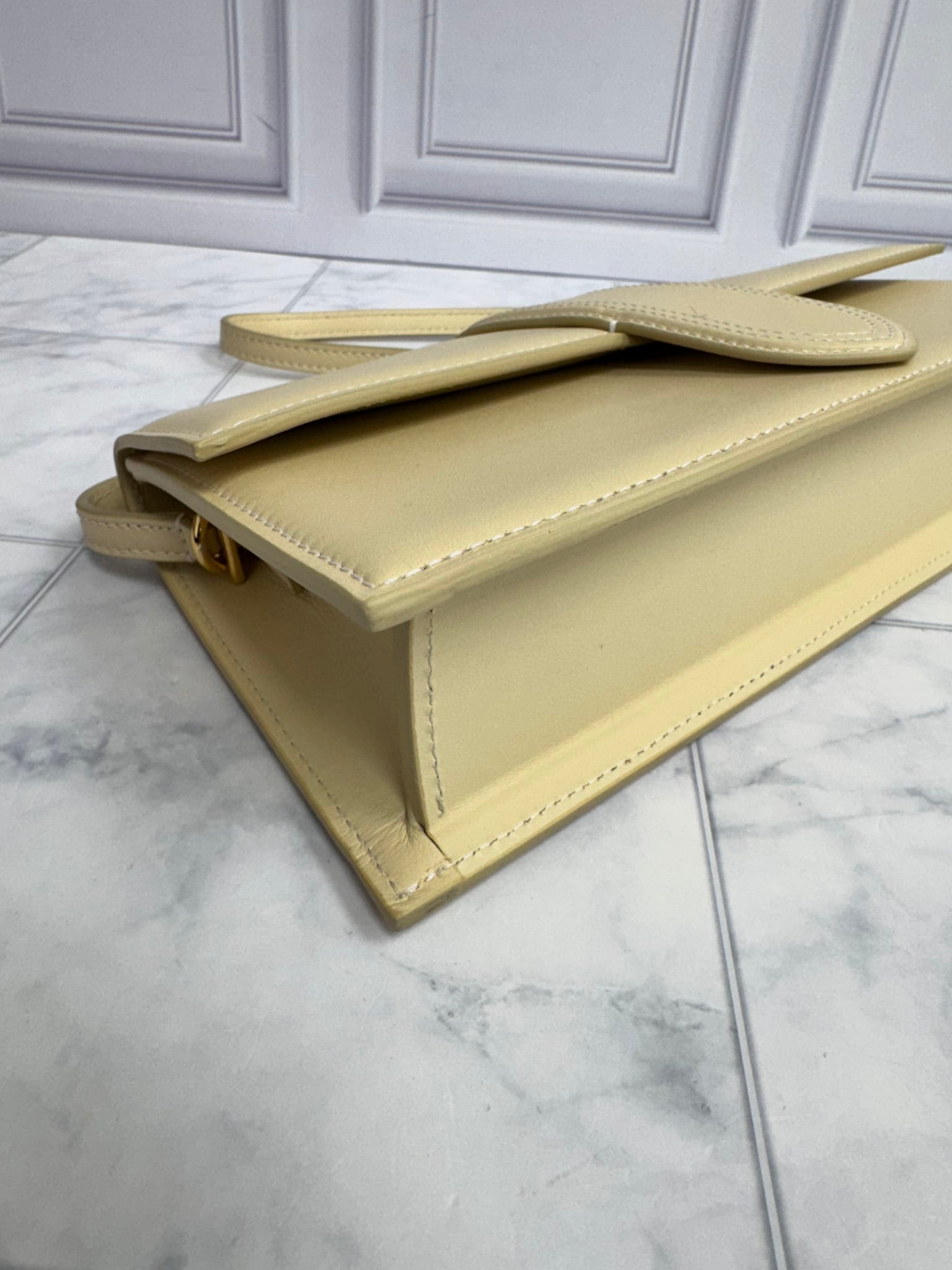 BRAND NEW - Jacquemus Beige Leather Le Bambino Long Shoulder Bag