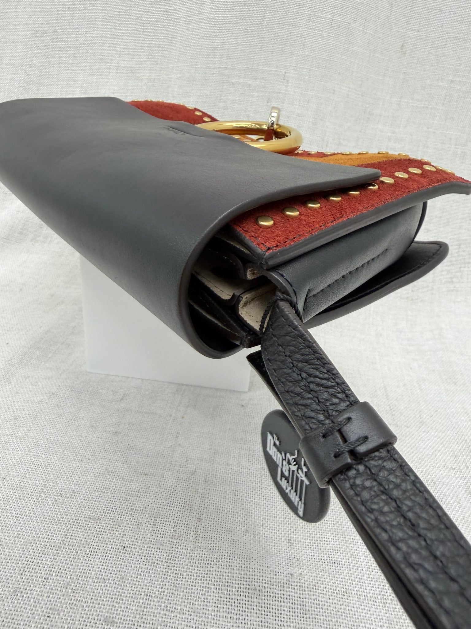 Chloe Tricolor Patchwork Suede & Leather Studded Faye Shoulder Bag