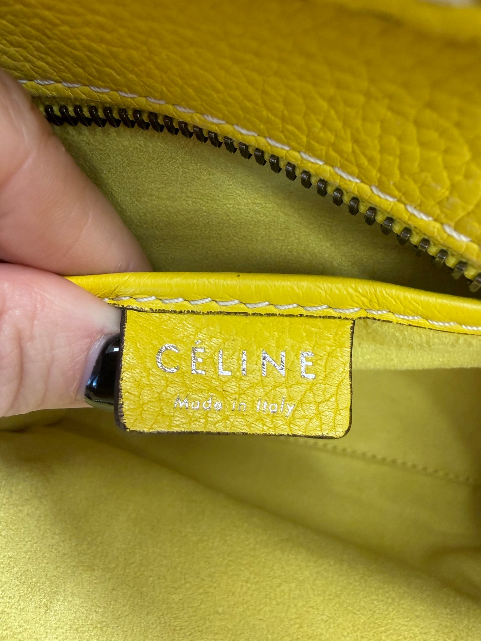 Celine Yellow Leather Nano Luggage Tote