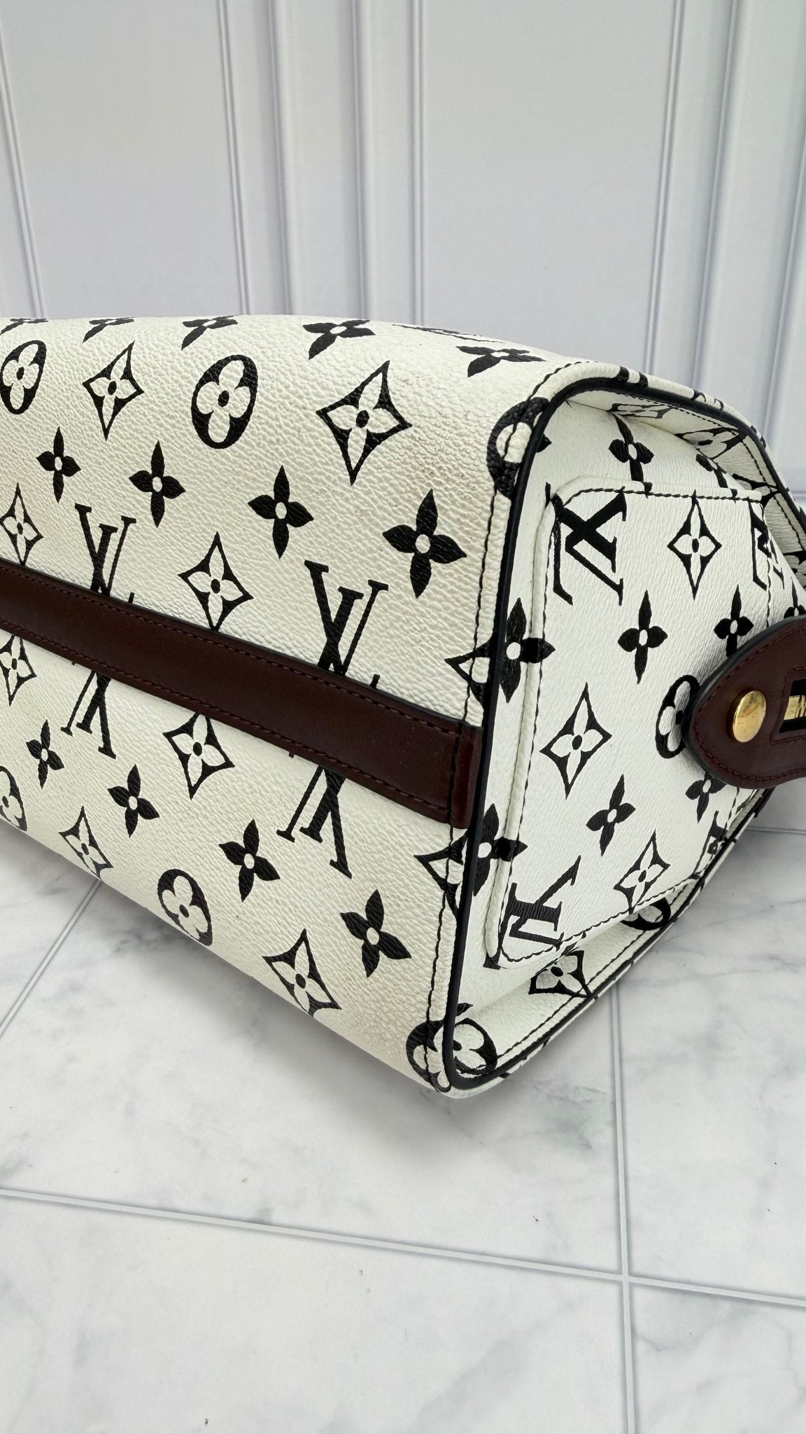 Louis Vuitton White & Black Monogram Speedy Amazon PM