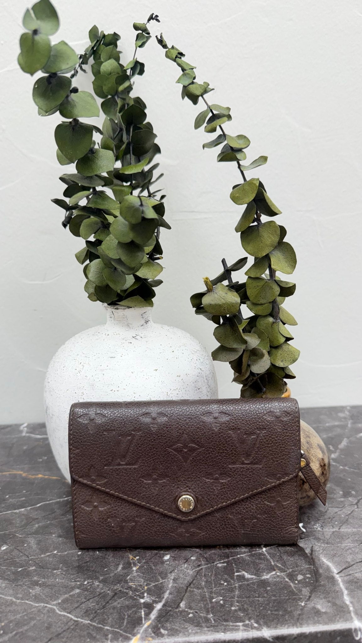 Louis Vuitton Brown Monogram Empreinte Leather Curieuse Wallet 
