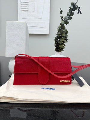 BRAND NEW - Jacquemus Red Pony Hair Le Bambino Long Shoulder Bag