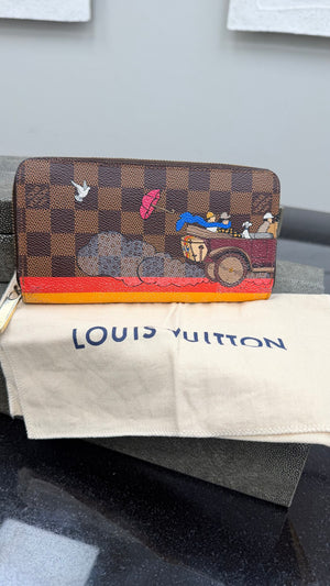 Louis Vuitton Damier Ebene Evasion Car Animation Zippy Wallet