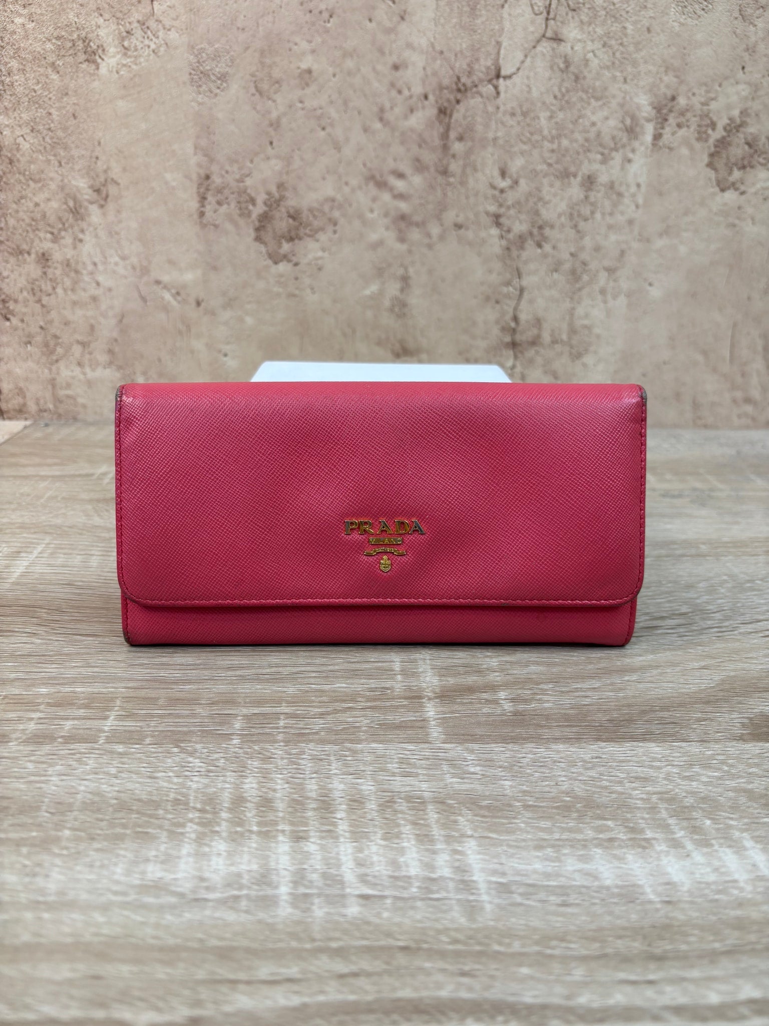 Prada Pink Leather Long Snap Wallet