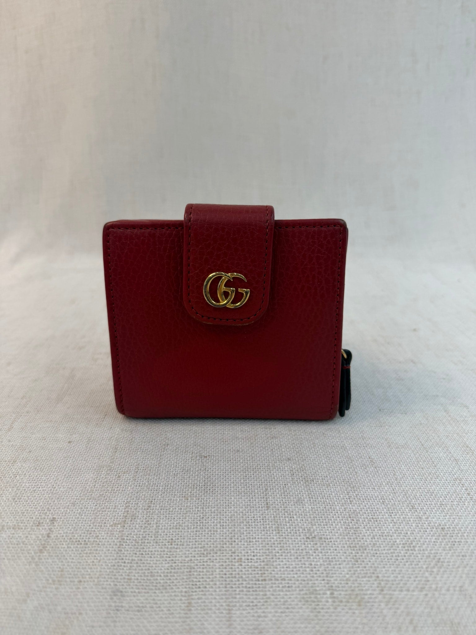 Gucci Red Leather Marmont Compact Wallet
