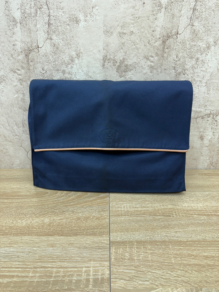 Hermes Navy Blue Canvas Travel Sac Second Bag