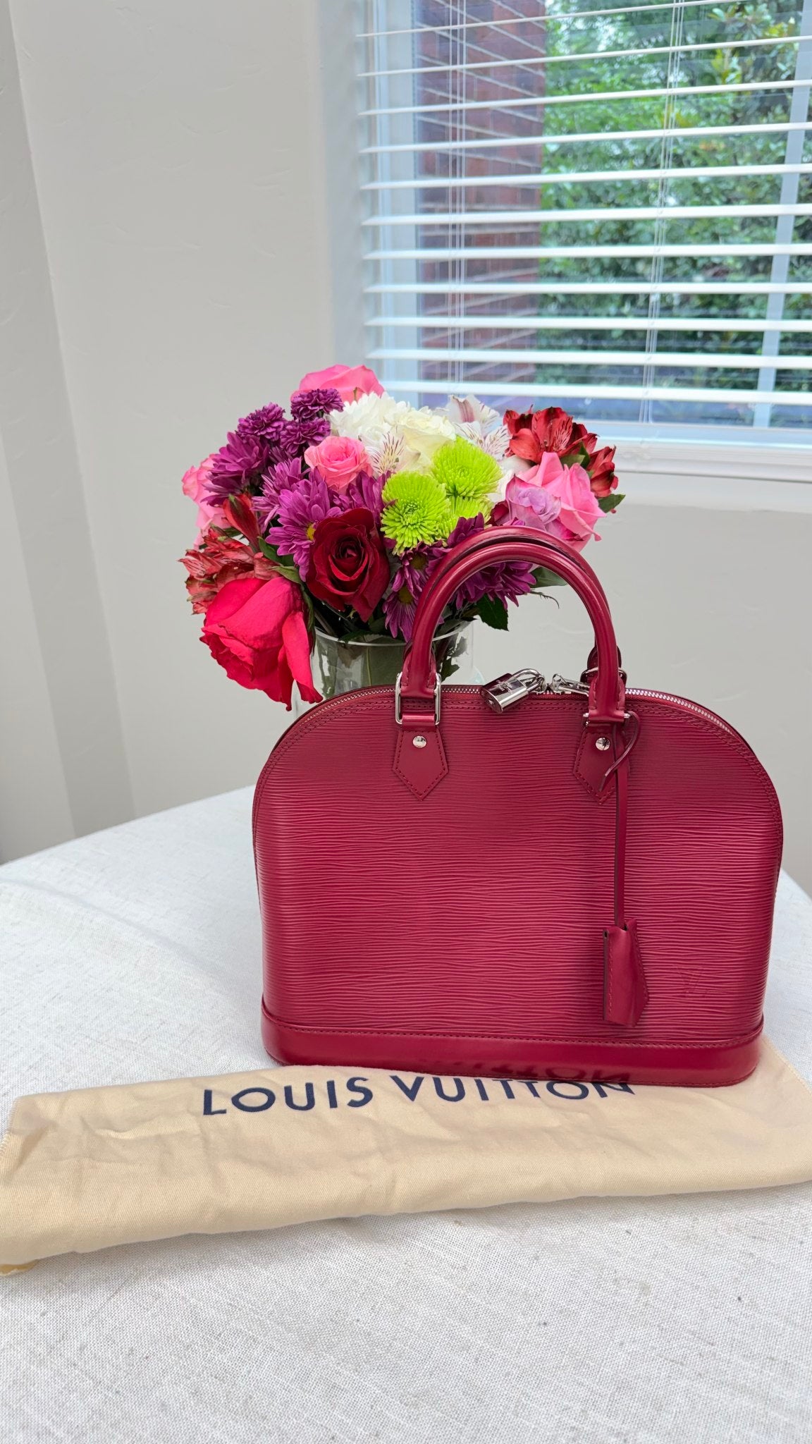 Louis Vuitton Raspberry Epi Leather Alma PM Handbag 