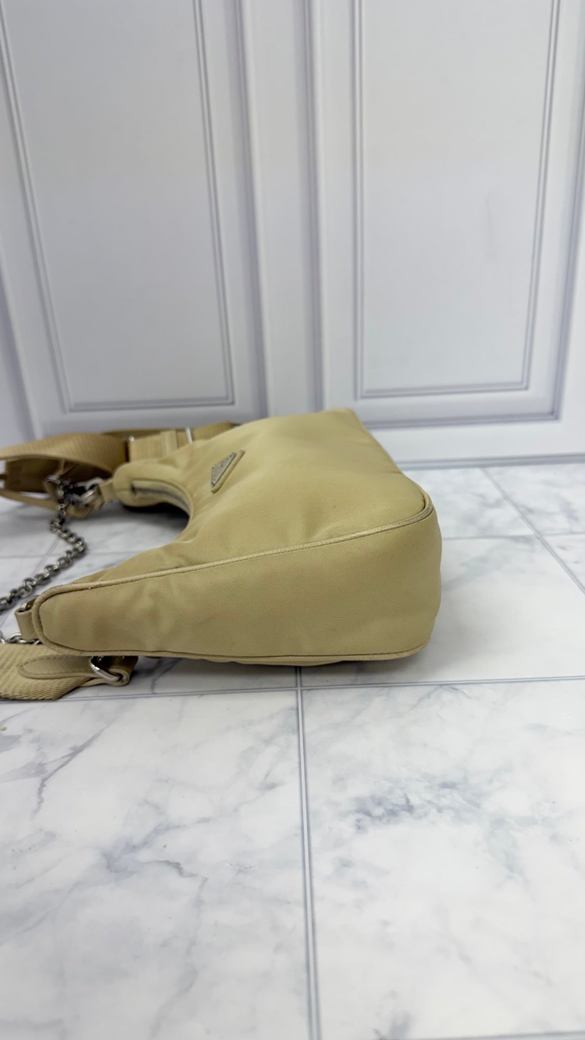 Prada Beige Nylon Re-Edition Crossbody Bag 