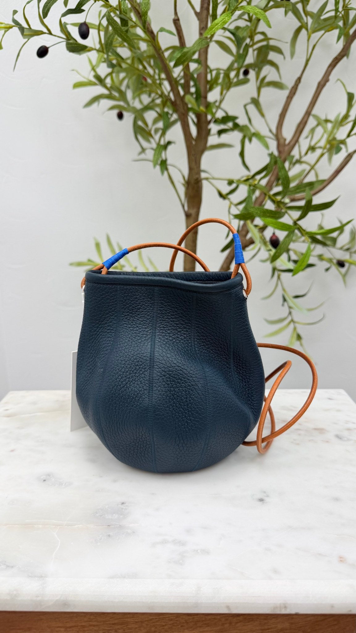 LIKE NEW -  Hermes Blue Taurillon Leather Petit H Bitter Apple Crossbody Bag 