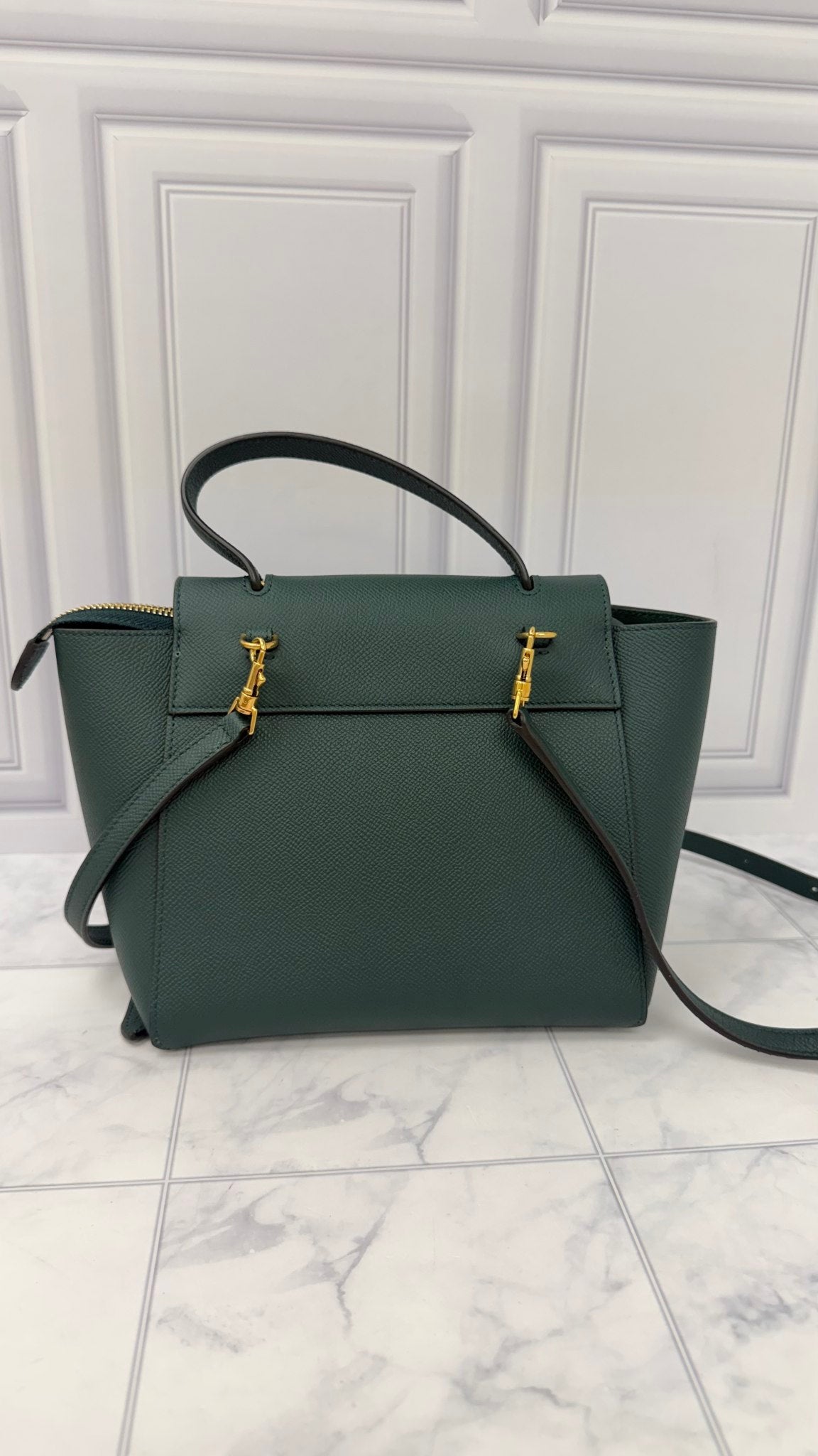 Celine Green Grained Leather Nano Belt Bag