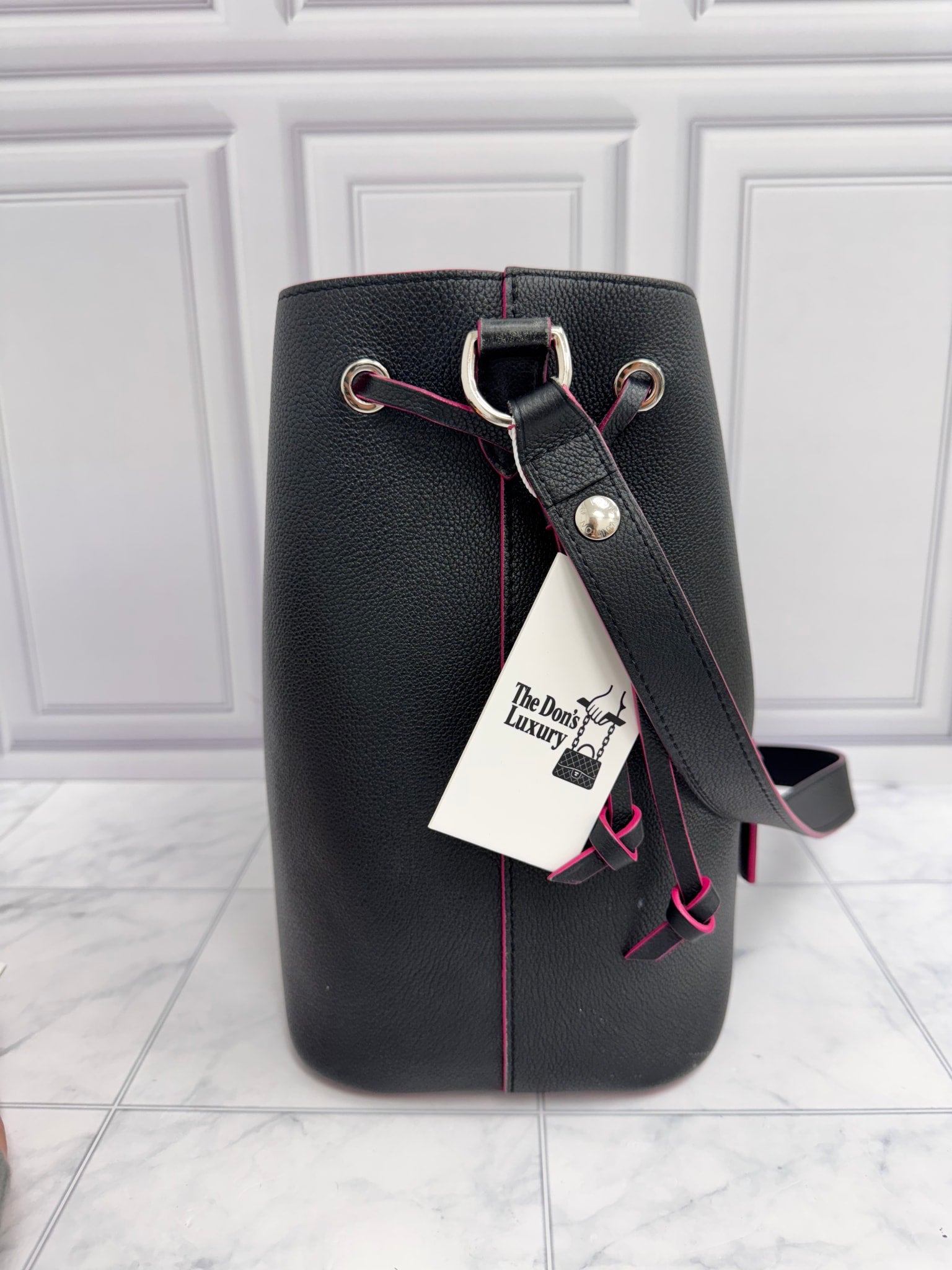 Louis Vuitton Black Leather Lock Me Bucket Bag