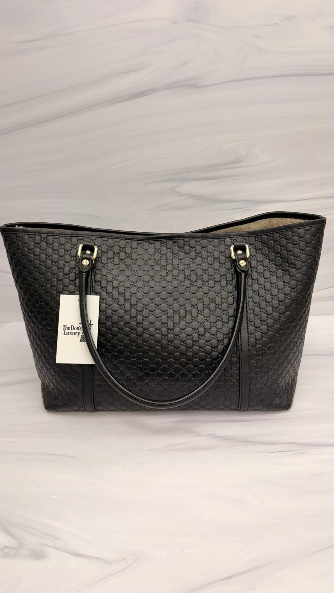 Gucci Black Micro Guccissima Leather Tote Bag 