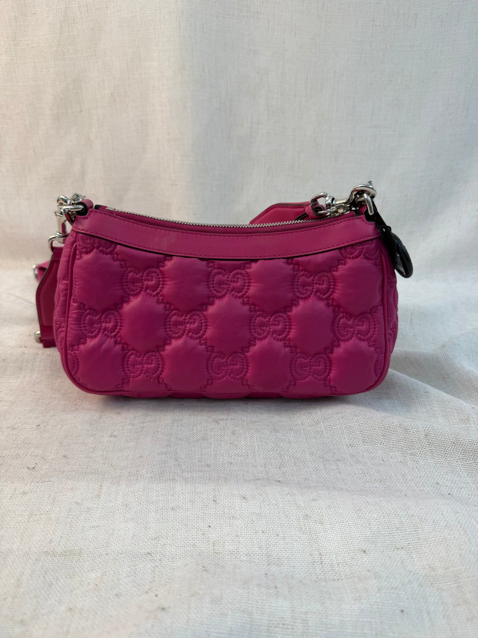 Gucci Pink Nylon GG Matelasse Quilted Shoulder Bag 