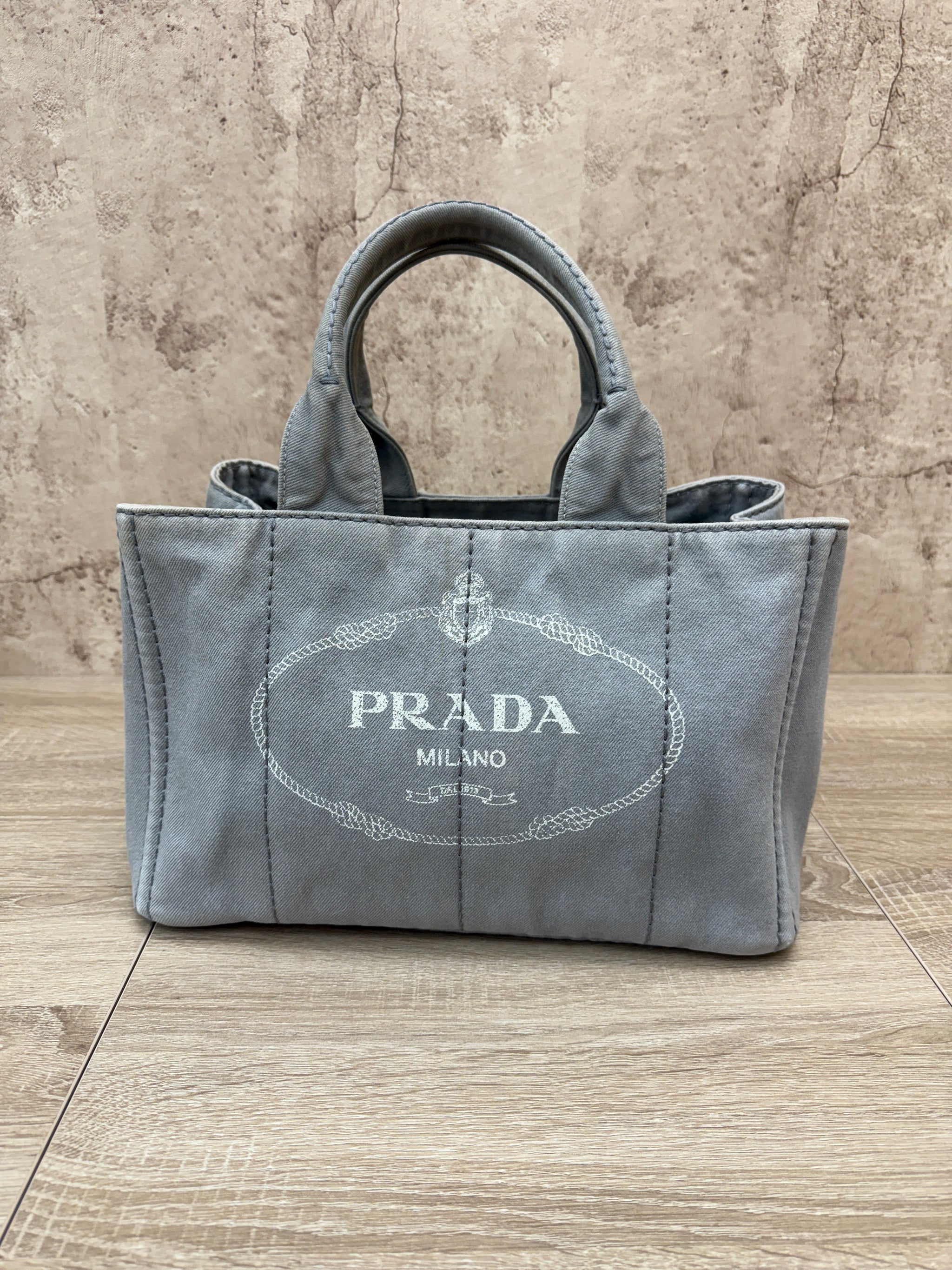 Prada Grey Canvas Medium Canapa Tote