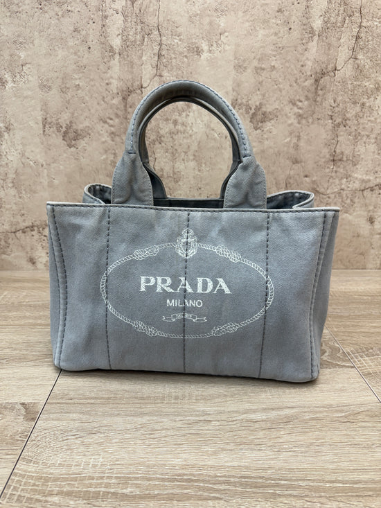 Prada Grey Canvas Medium Canapa Tote
