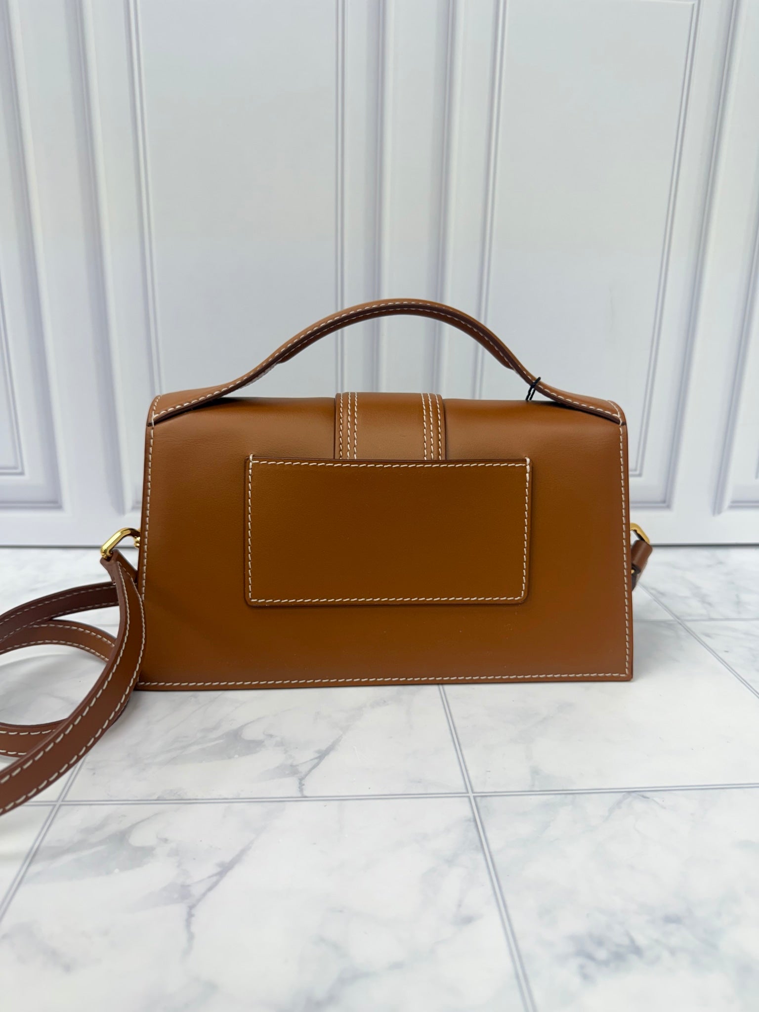 BRAND NEW - Jacquemus Light Brown Leather Le Grand Bambino 2Way Handbag