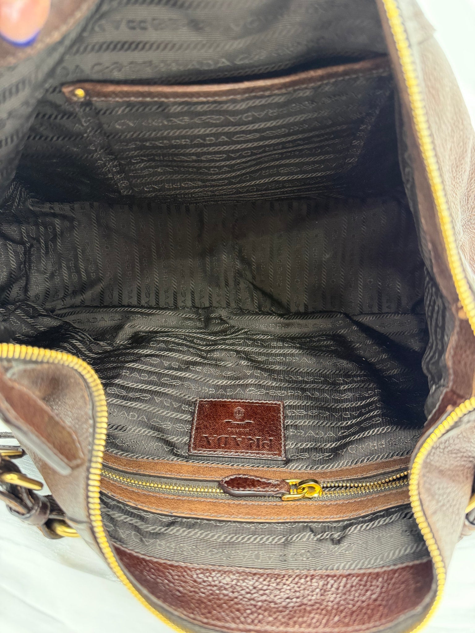 Prada Brown Leather Cervo Antik Hobo Handbag