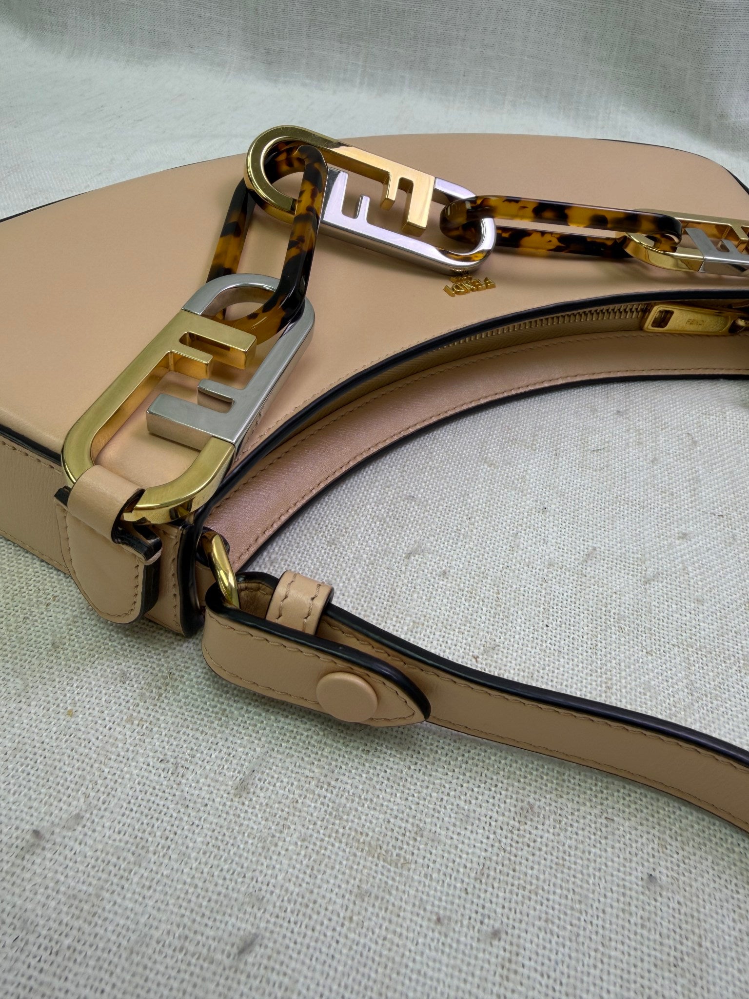 Fendi Peach Leather O'Lock Swing Bag