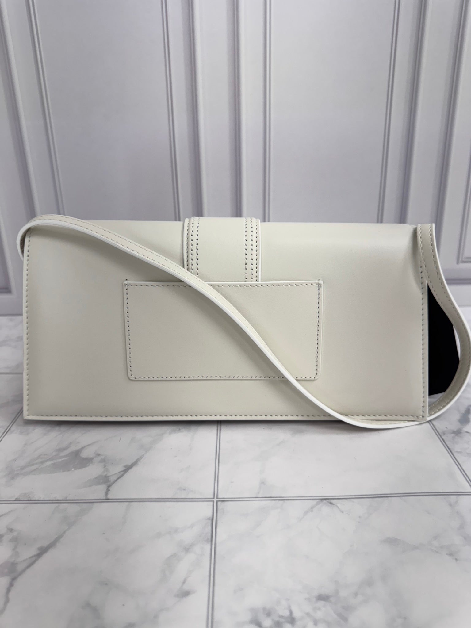 BRAND NEW Jacquemus White Leather Le Bambino Long Bag