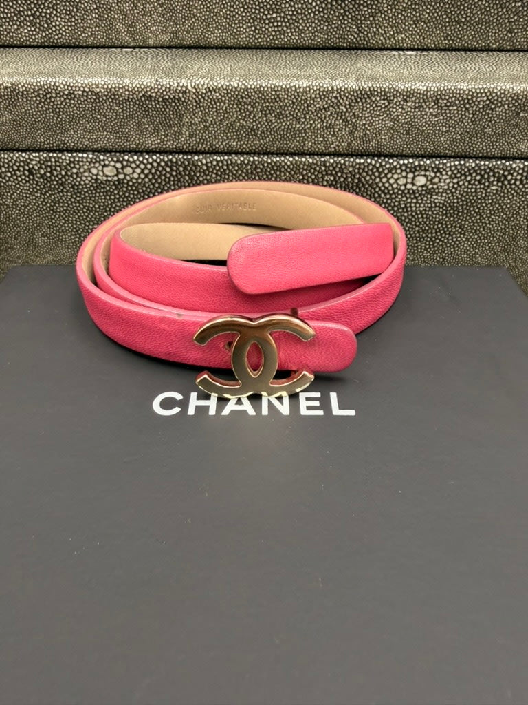 Chanel Pink Leather Willow Belt