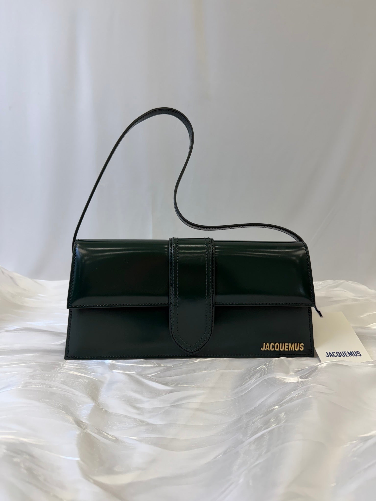 BRAND NEW-Jacquemus Green Patent Leather Le Grand Bambino Bag