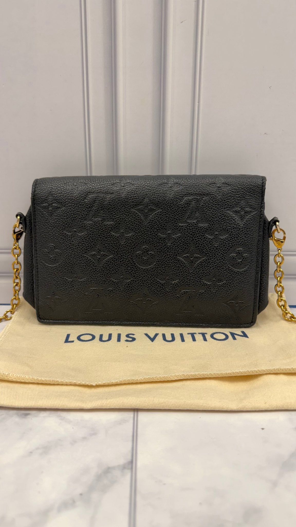 Louis Vuitton Black Monogram Empreinte Leather Vavin Chain Crossbody