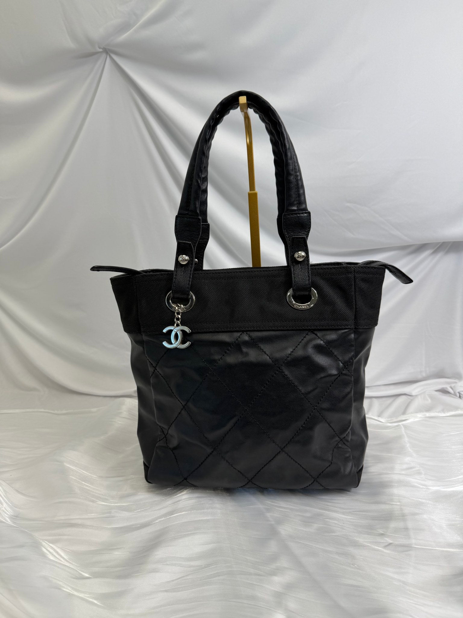 Chanel Black Quilted Paris Biarritz Tote Bag PM