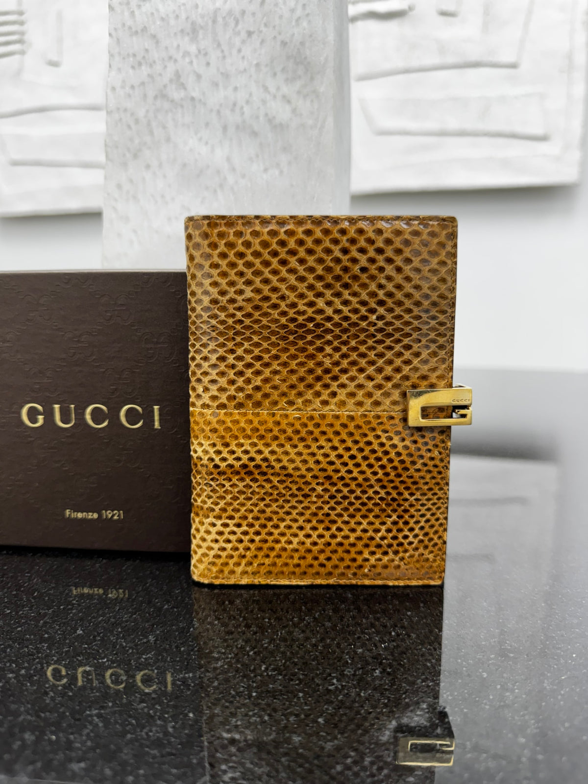 Gucci Snakeskin Slide Lock Agenda