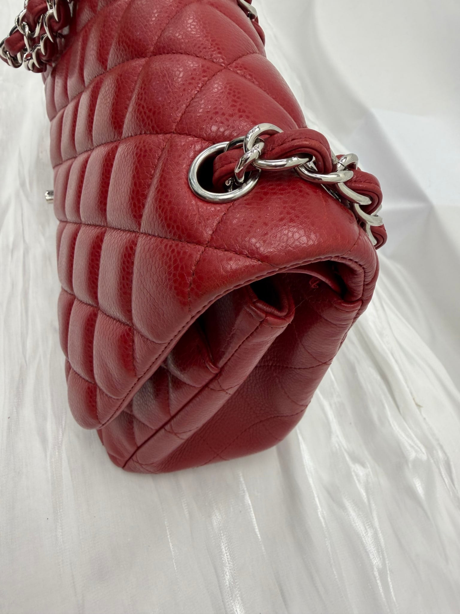 Chanel Red Caviar Jumbo Double Flap Bag