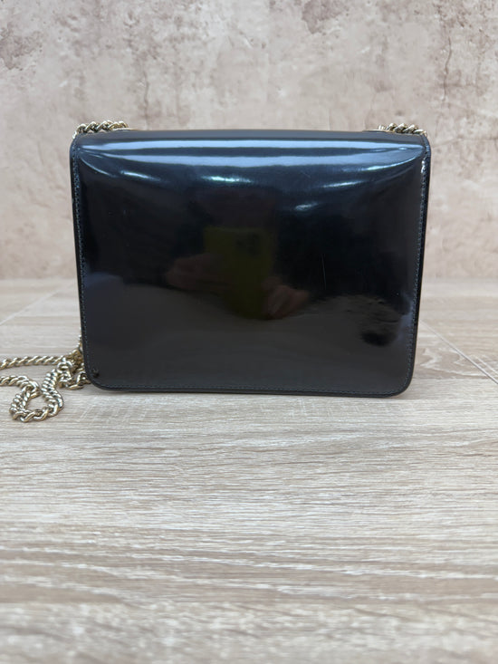 Gucci Black Patent Leather Embellished Interlocking G Small Shoulder Bag