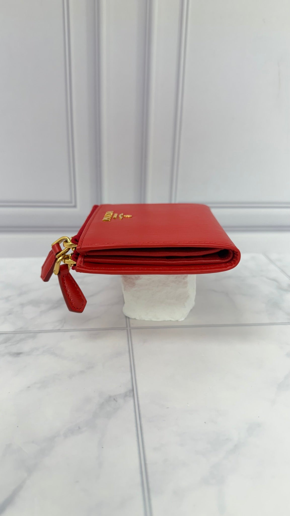 BRAND NEW - Prada Red Leather Compact Wallet 