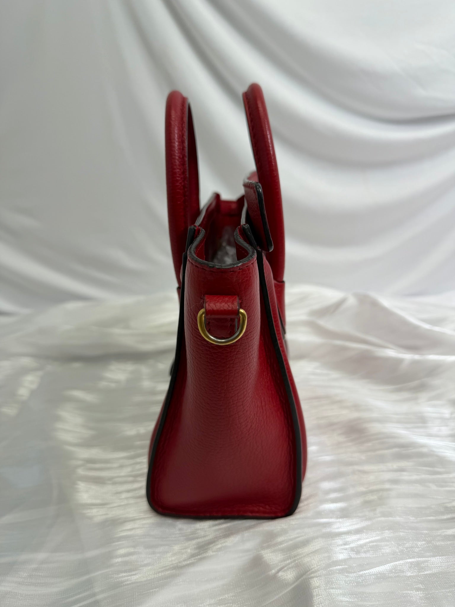 Celine Red Leather Nano Luggage Tote