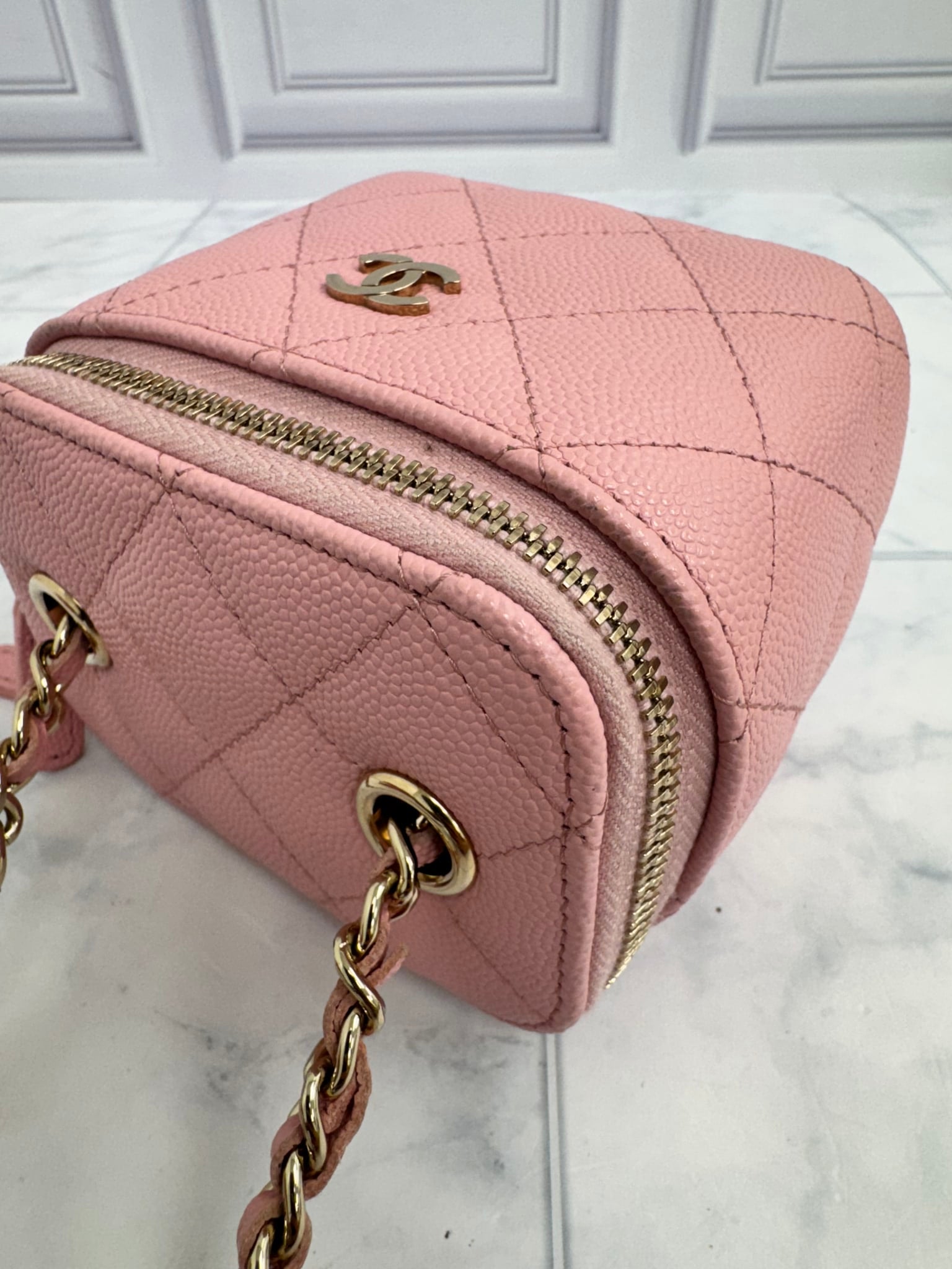 LIKE NEW - Chanel Pink Caviar Leather Mini Vanity Crossbody Bag