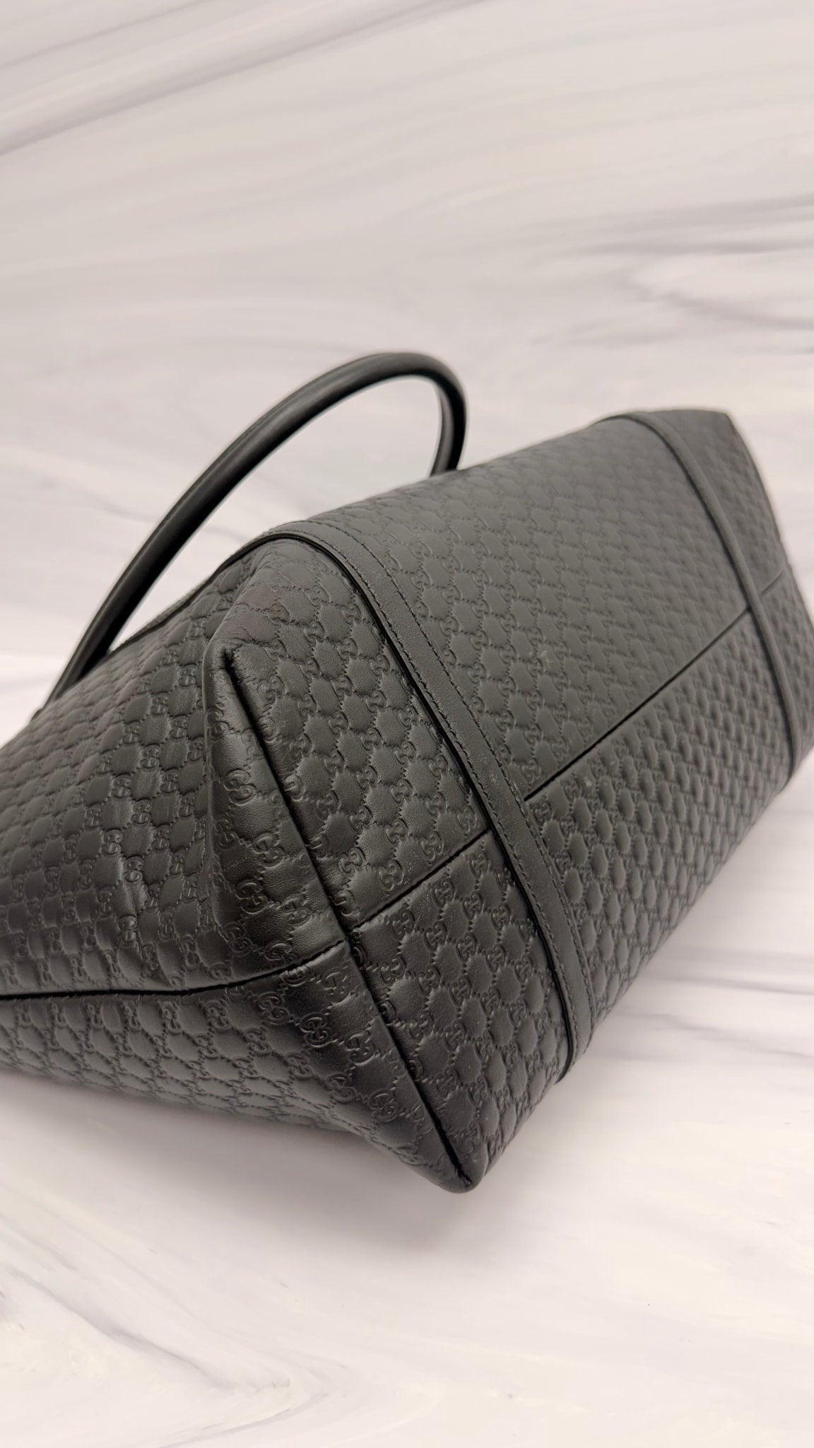 Gucci Black Micro Guccissima Leather Tote Bag 