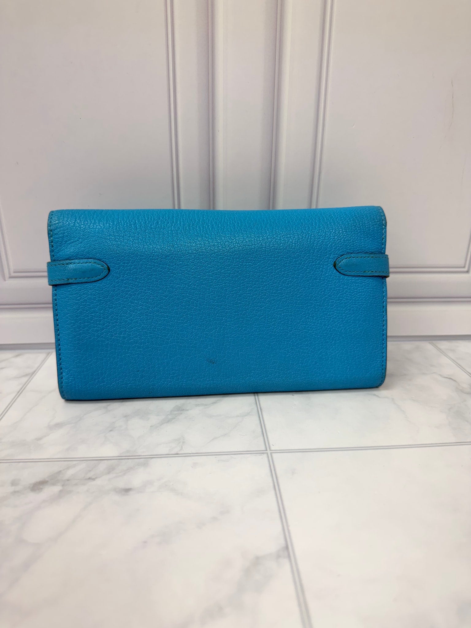 Hermes Bright Blue Epsom Leather Kelly Wallet