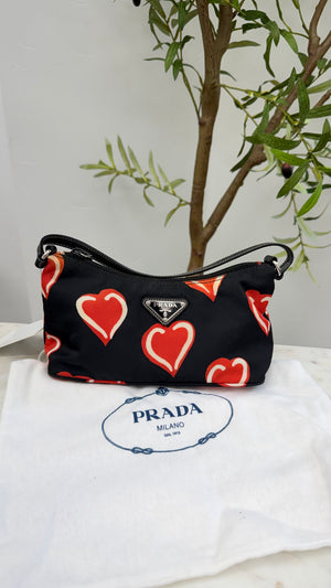 Prada Black Nylon Heart Shoulder Bag