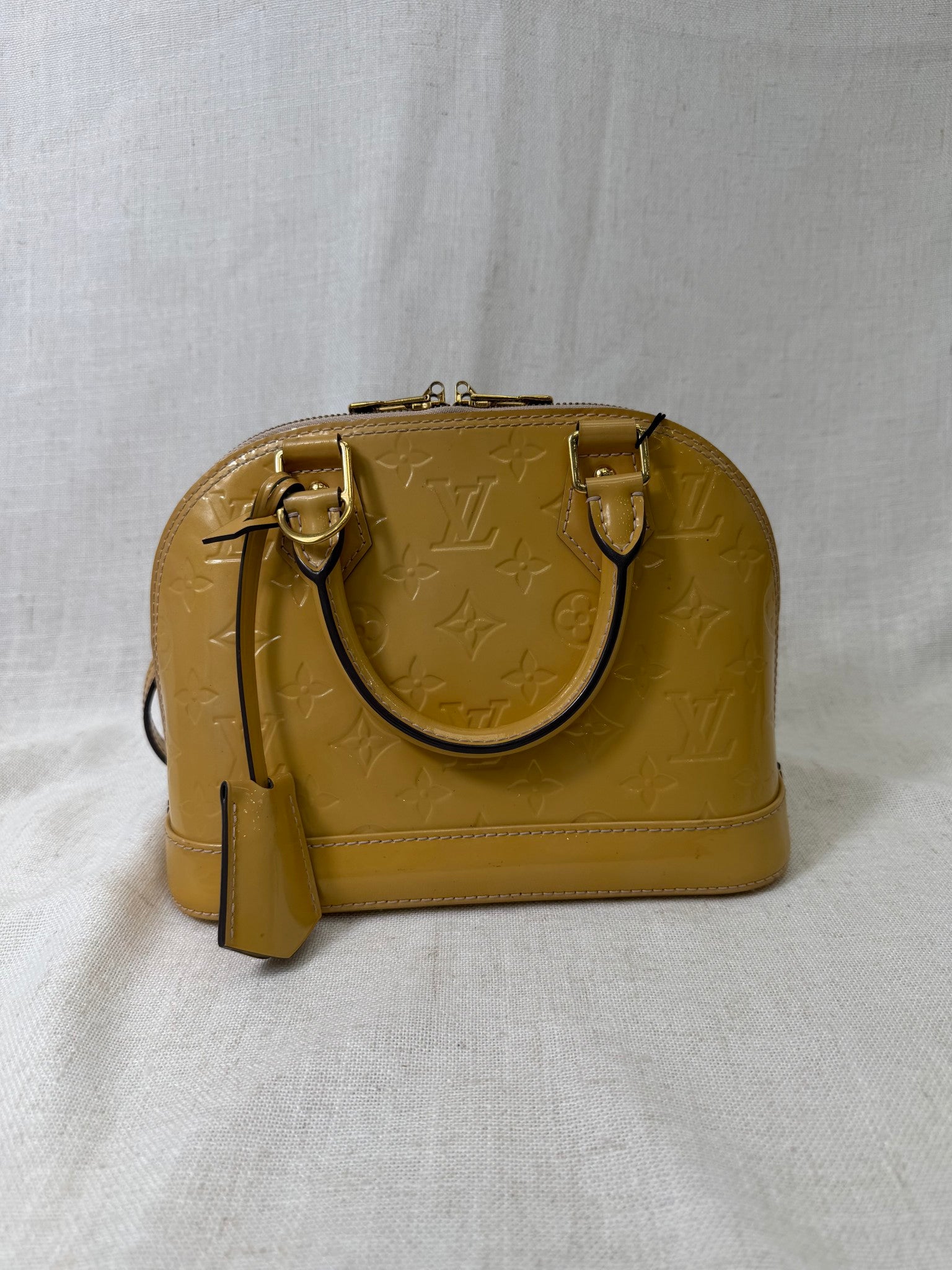 Louis Vuitton Yellow Monogram Vernise Leather Alma BB Handbag