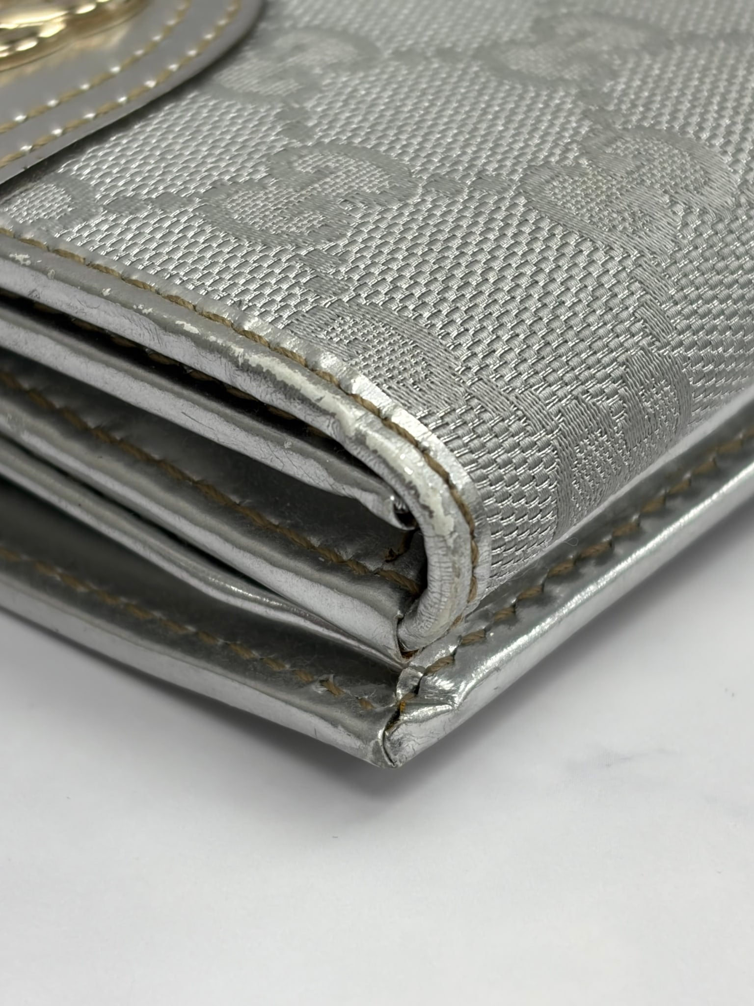 Gucci Silver GG Canvas Long Wallet 