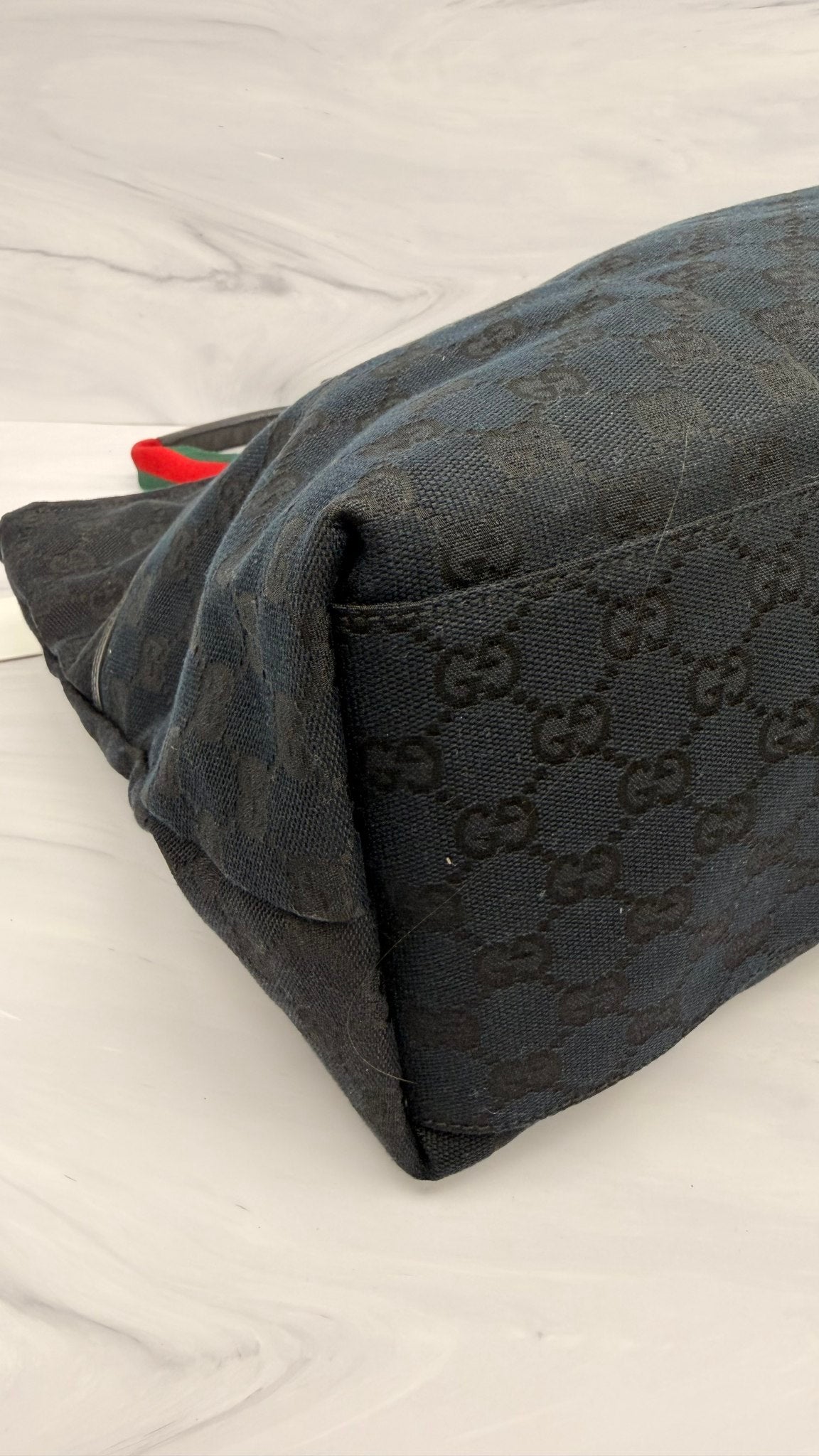 Gucci Black GG Canvas Web Handle Tote Bag