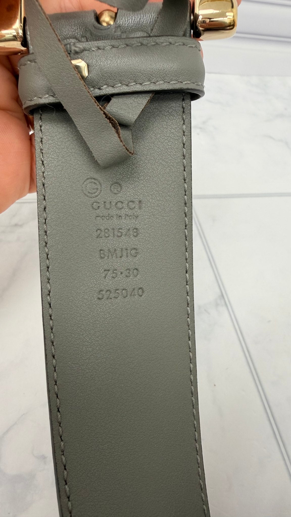 Gucci Grey Microchipped Guccissima Leather Belt Size 75 