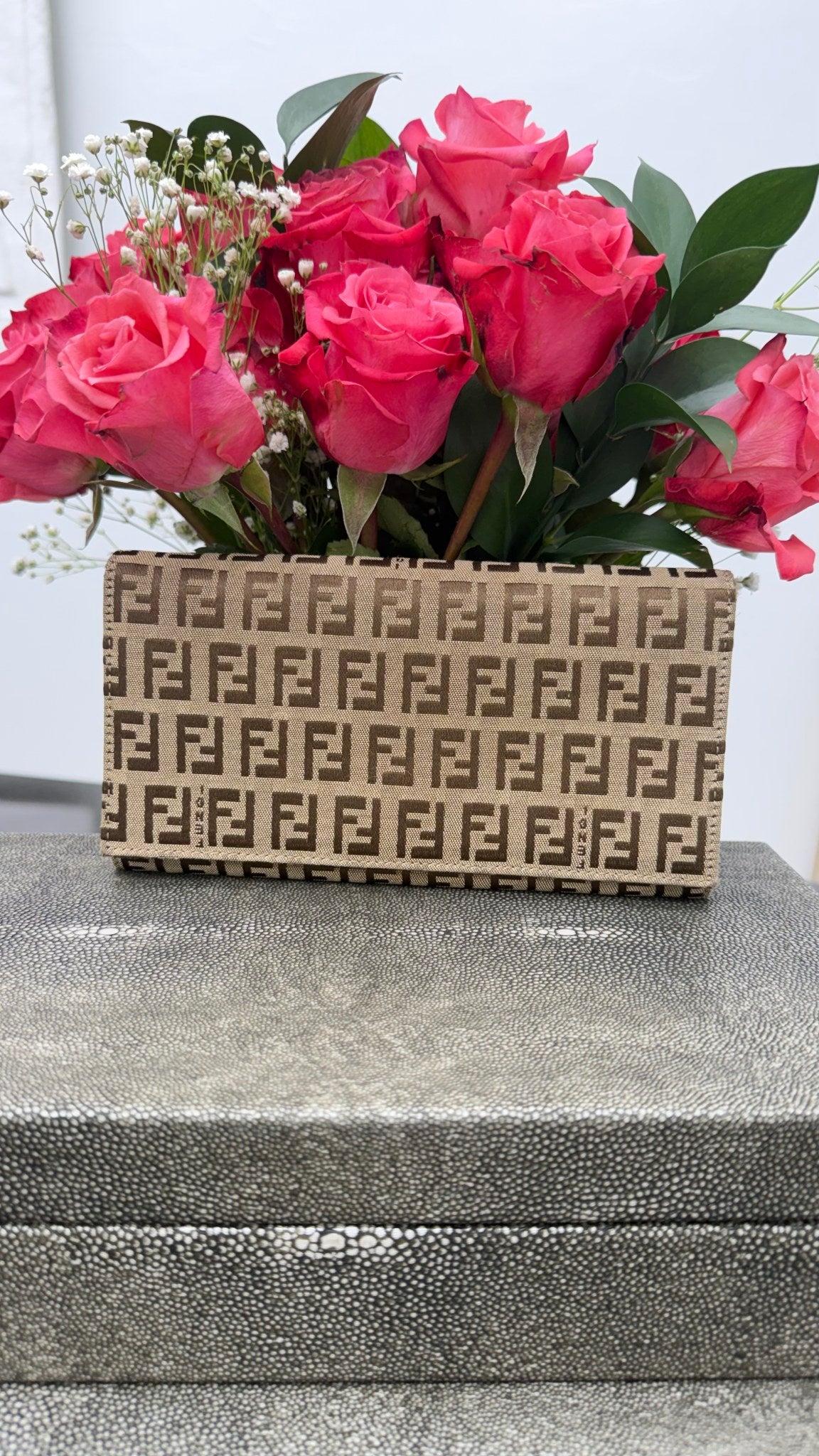 Fendi Brown Zucchino Canvas Long Wallet