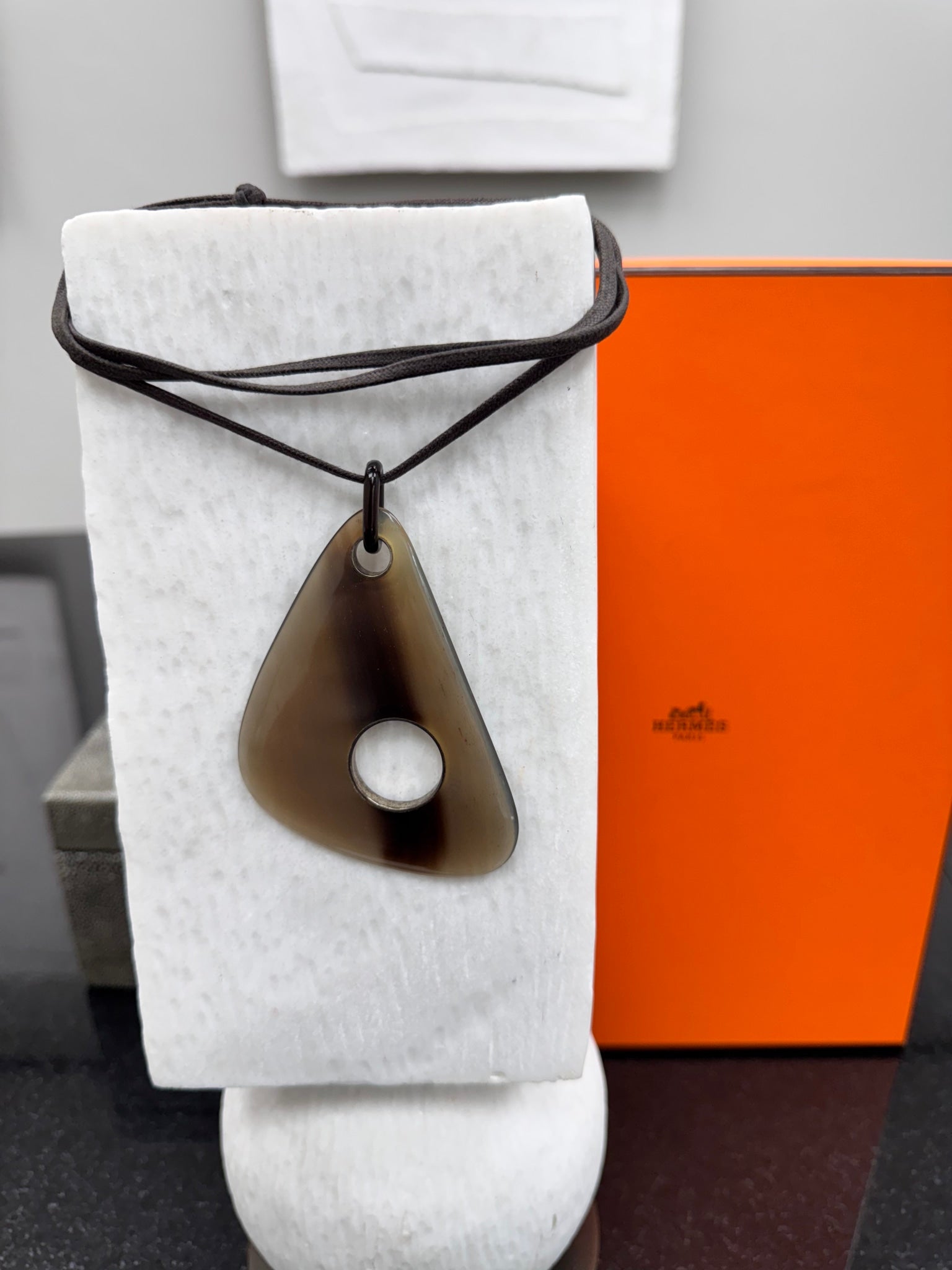 Hermes Brown Buffalo Horn Necklace