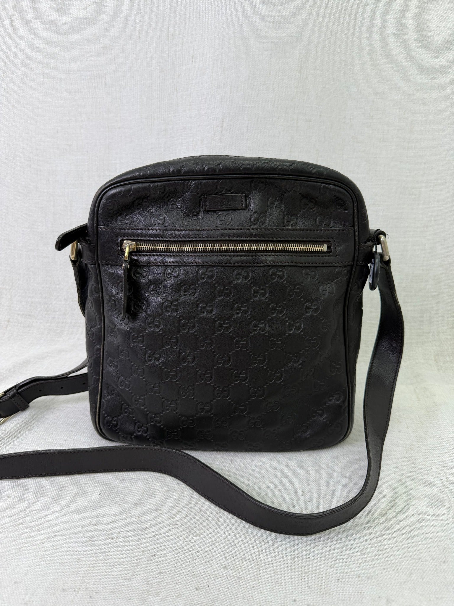 Gucci Dark Brown Guccissima Leather Crossbody Bag