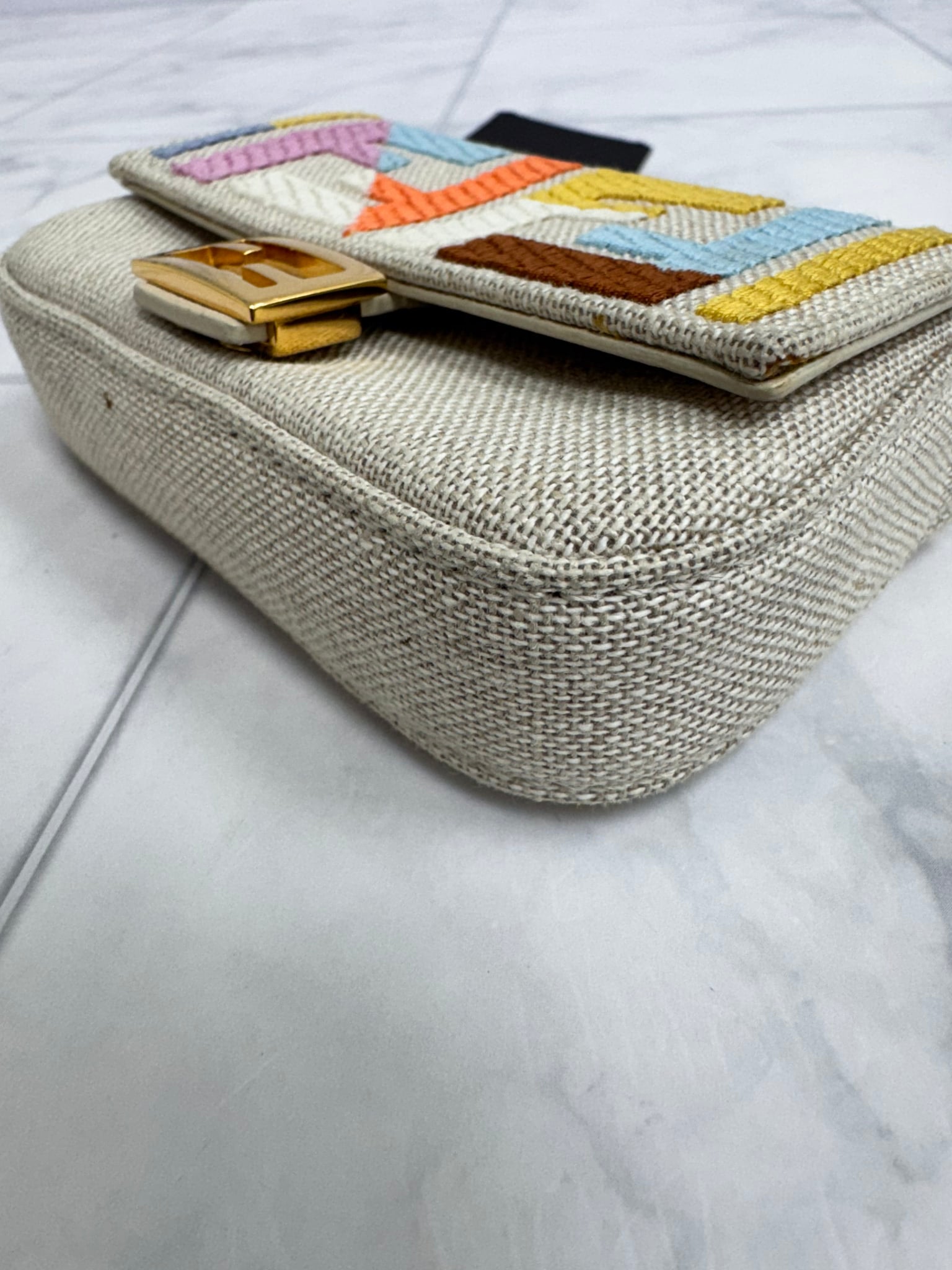 Fendi Multicolor Zucca Beige Nano Baguette