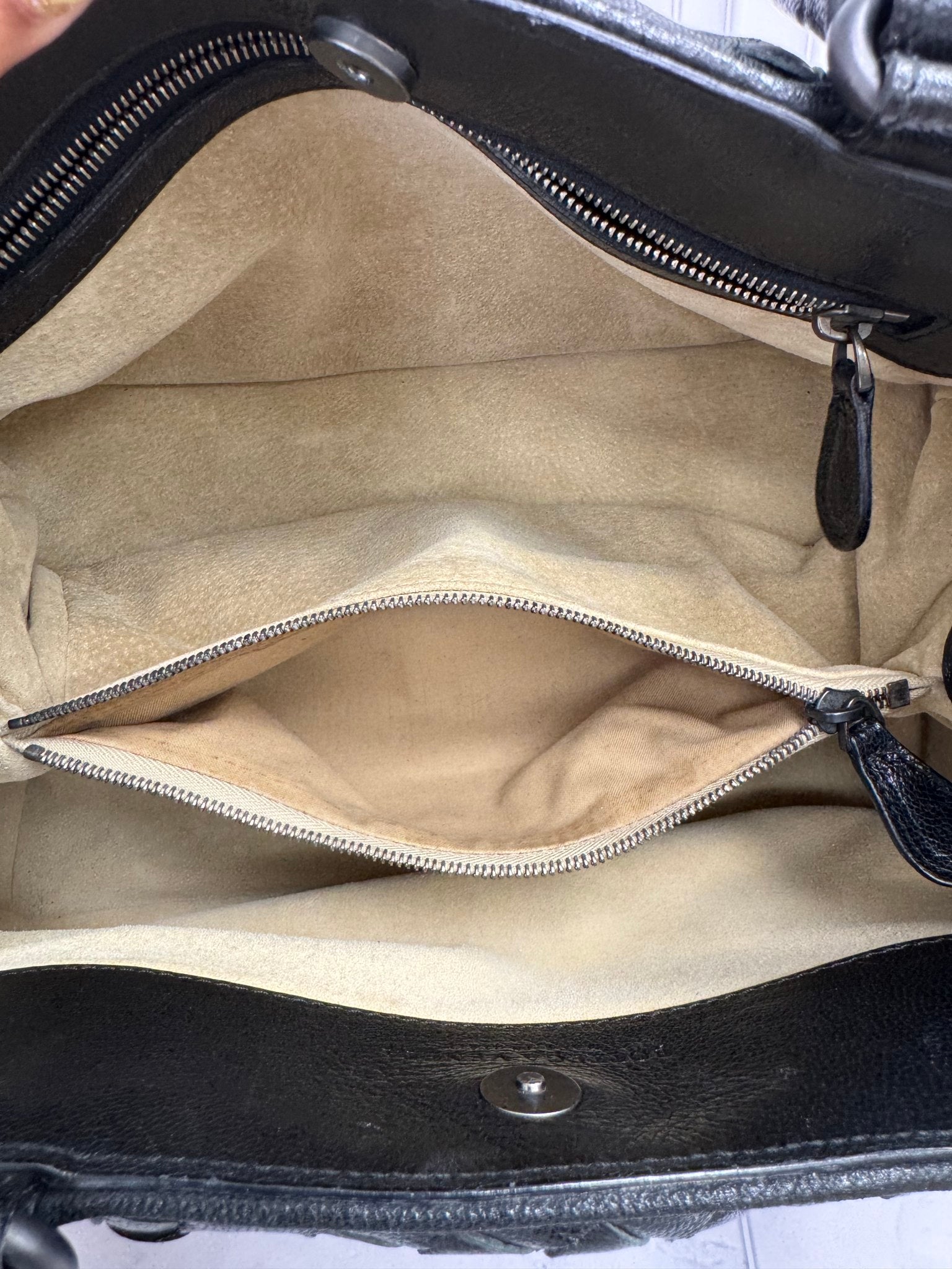 Bottega Veneta Black Intrecciato Leather Handbag