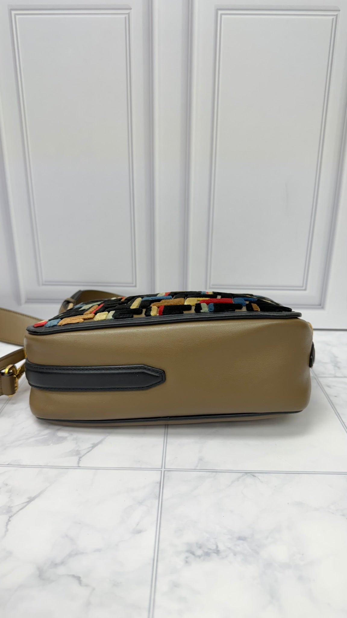 Fendi Multicolor Velvet And Leather Vitello Century Camera Bag 