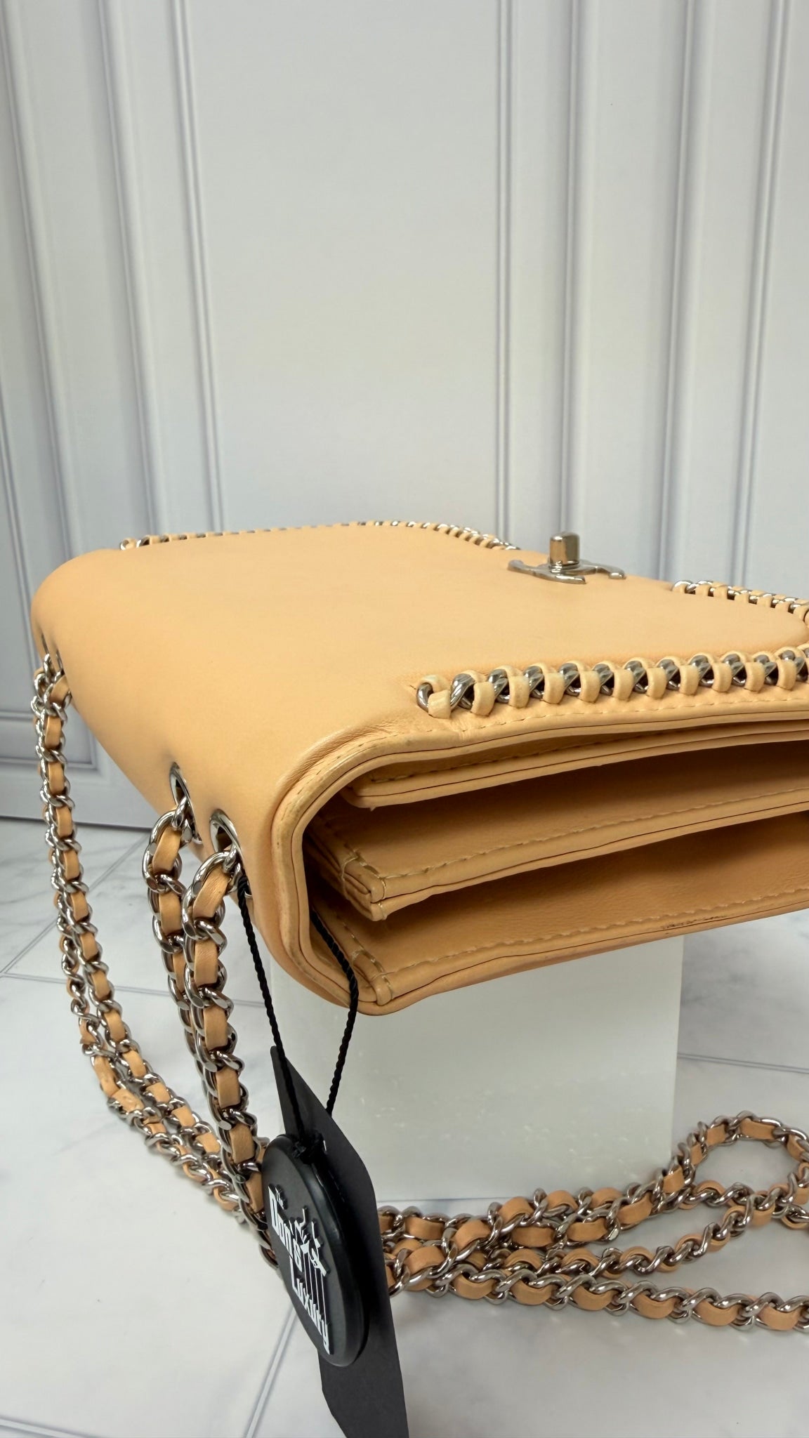 Chanel Peach Leather Braided Chic Flap Bag 