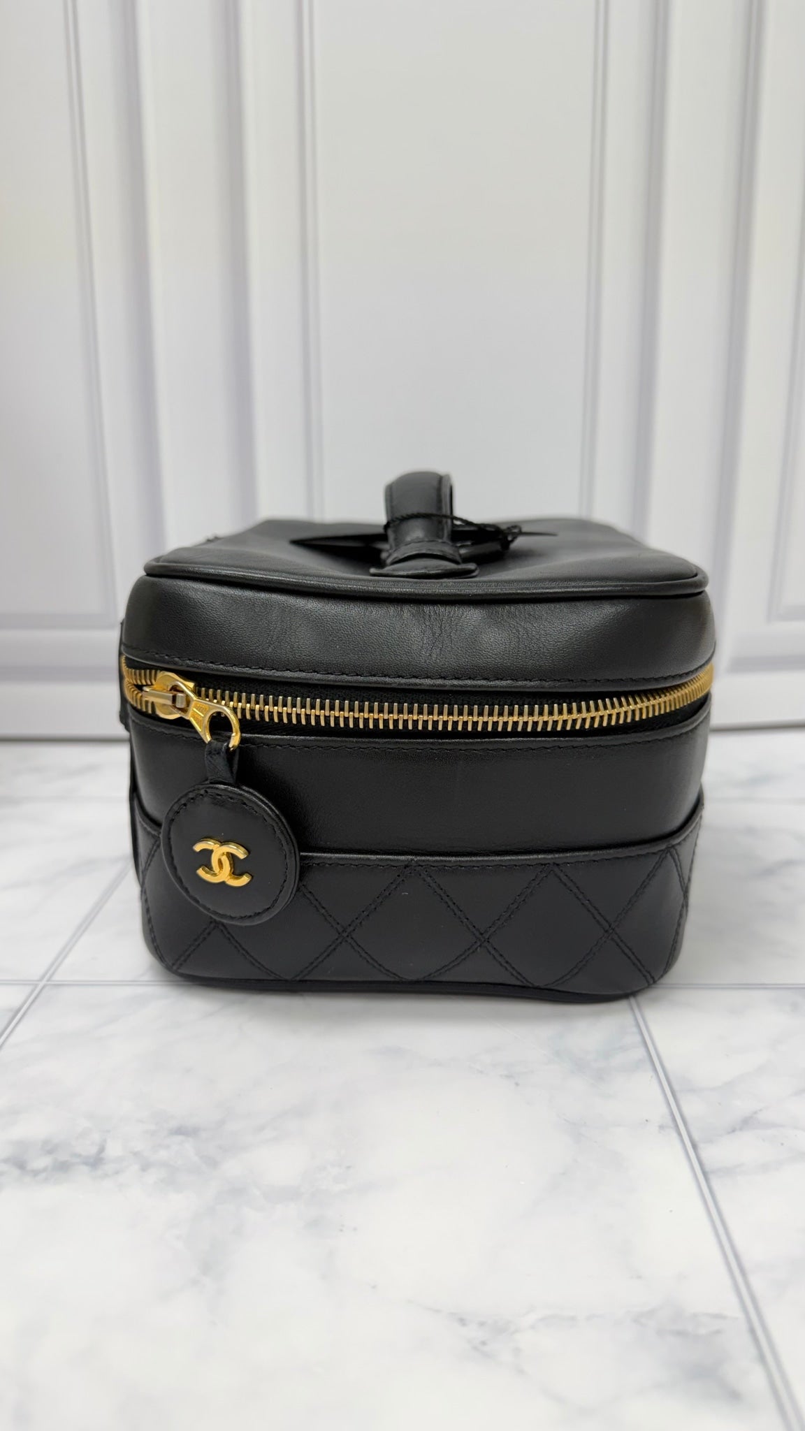 Chanel Black Lambskin Vanity Case 
