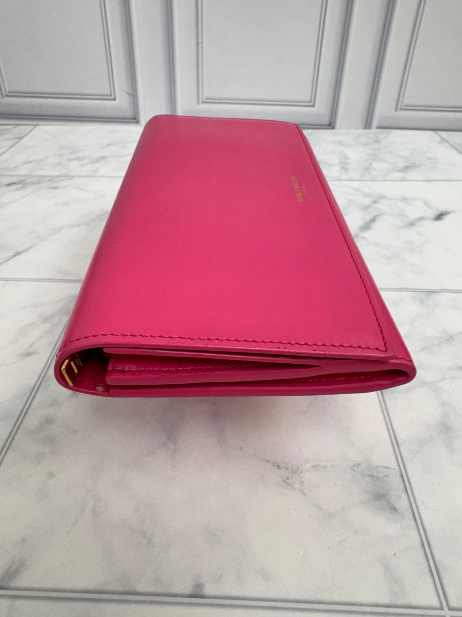 Saint Laurent YSL Pink Leather Long Wallet